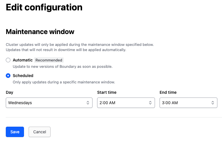 Edit Maintenance Window