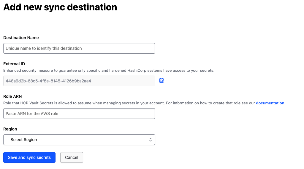 Add sync destination UI